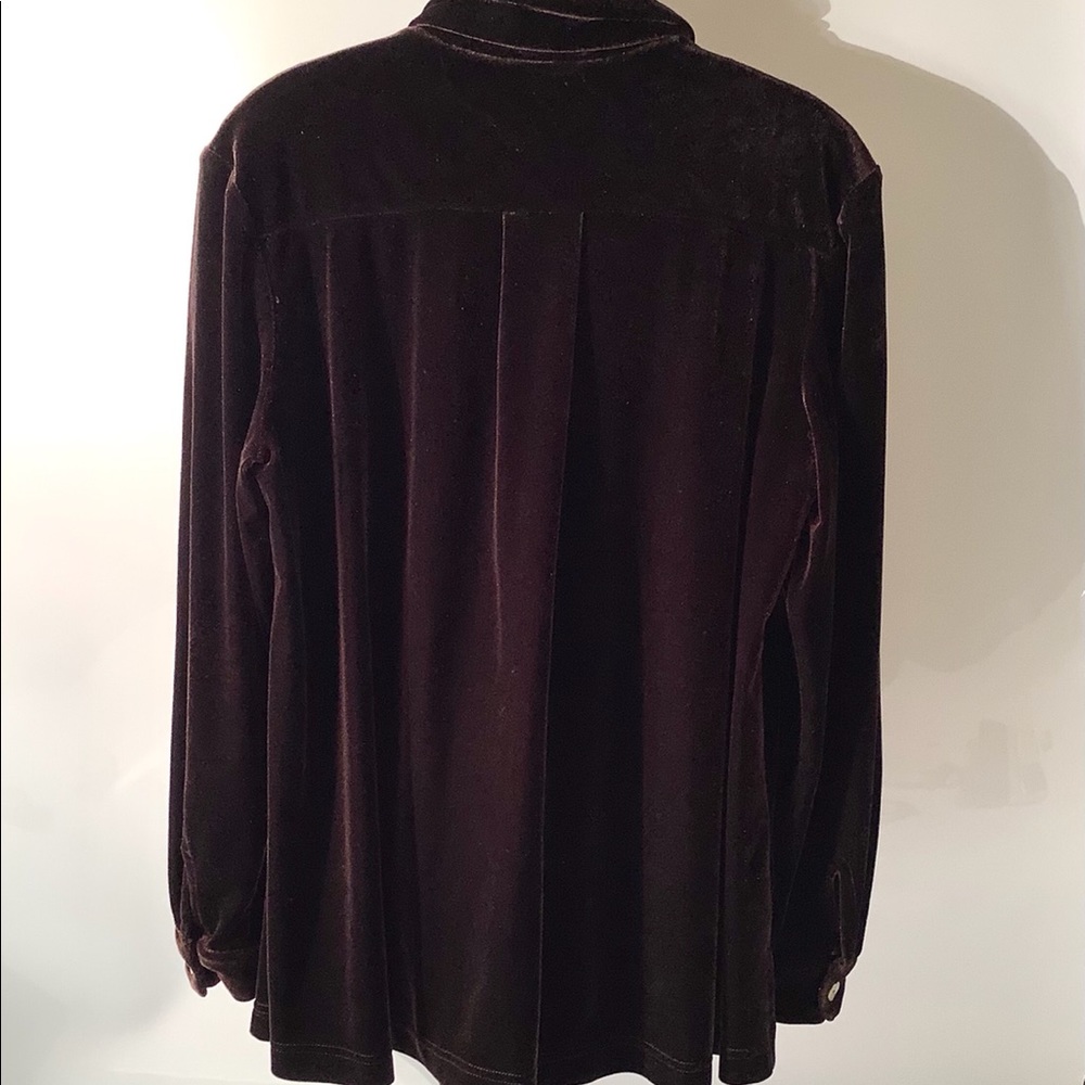 Mimi Maternity Button Down Blouse Brown Velvet M-L - image 2